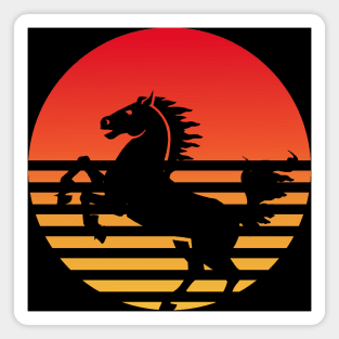 RETRO SUNSET HORSE Magnet